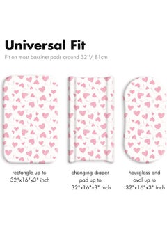 Gllquen Baby Gllquen Baby Bassinet Sheets 4 Pack, Breathable Cozy Fitted Mattress Sheet, Elastic Travel Crib Fashionable Floral Pattern, Standard Cradle Safe Sheets for Baby Boy Girls 32"X16"(Love)  - Image 5