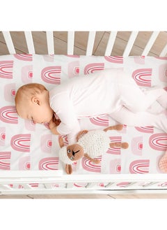 Gllquen Baby Gllquen Baby Bassinet Sheets 4 Pack, Breathable Cozy Fitted Mattress Sheet, Elastic Travel Crib Fashionable Floral Pattern, Standard Cradle Safe Sheets for Baby Boy Girls 32"X16"(Love)  - Image 2
