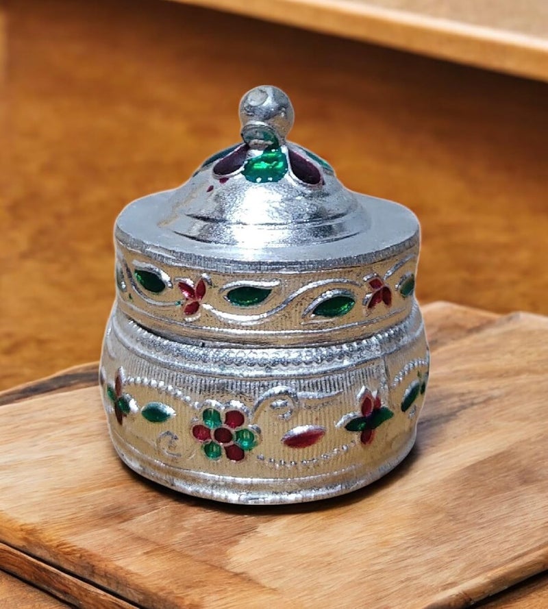 Sigaram Copper 15 Inch Meena Sindoor Kum Kum Dabbi for Home Pooja Decore K4606 - Image 1