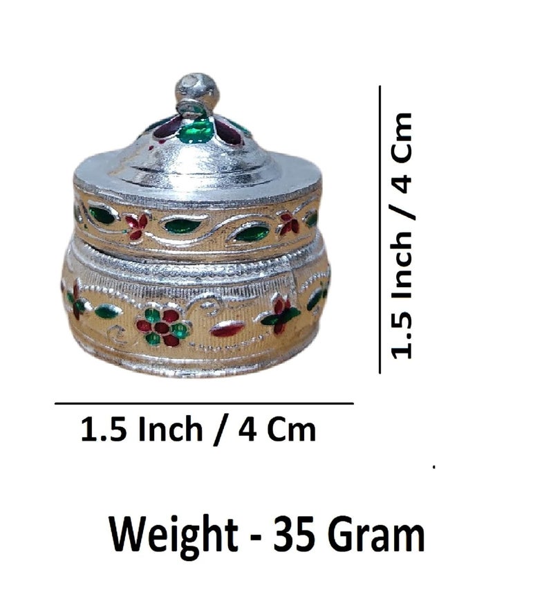 Sigaram Copper 15 Inch Meena Sindoor Kum Kum Dabbi for Home Pooja Decore K4606 - Image 3
