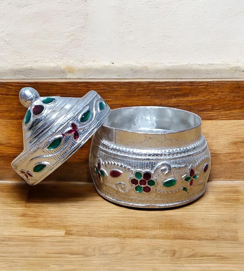 Sigaram Copper 15 Inch Meena Sindoor Kum Kum Dabbi for Home Pooja Decore K4606 - Image 2