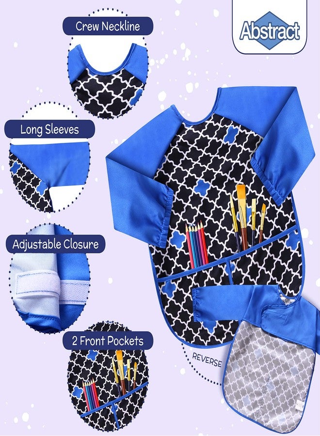 Abstract مئزر رسم للأطفال بتصميم تجريدي - مئزر فني للأطفال - مقاوم للماء بأكمام طويلة مع جيبين - مآزر للأطفال للرسم والأكل (6 أشهر - 10 سنوات) - Image 3
