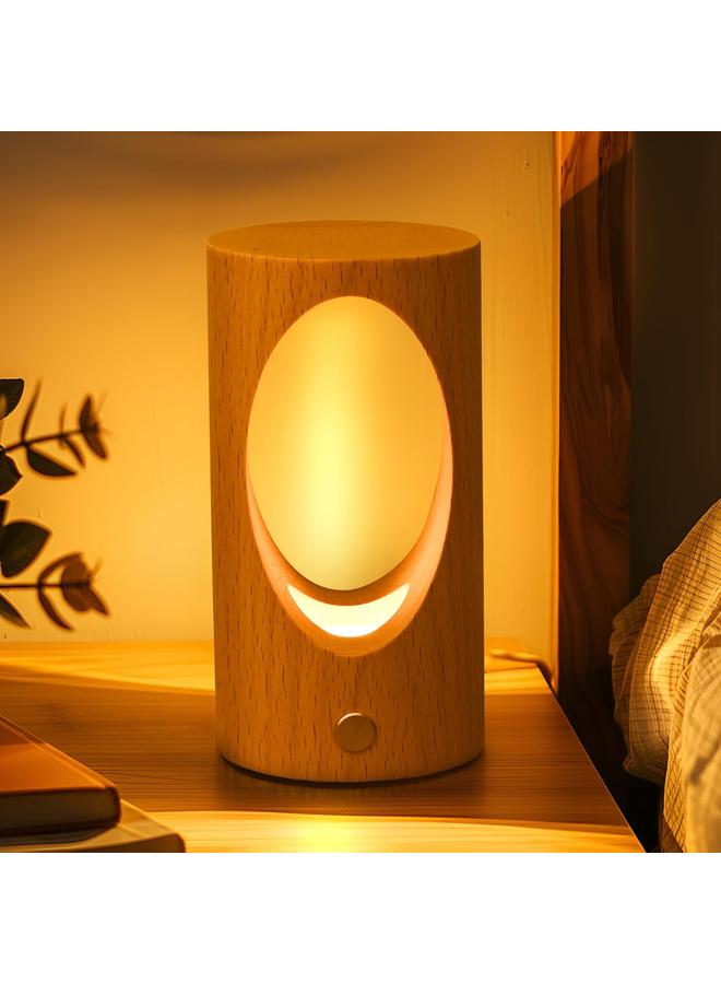 Y&D Rechargeable Night Light for Baby Nursery Wireless LED Bedside Lamp Wooden Table Lamp with Dimmable ，Touch Lights for Kids Breastfeeding Bedroom Creative Home Decor Unique House warmging Gift - Image 1