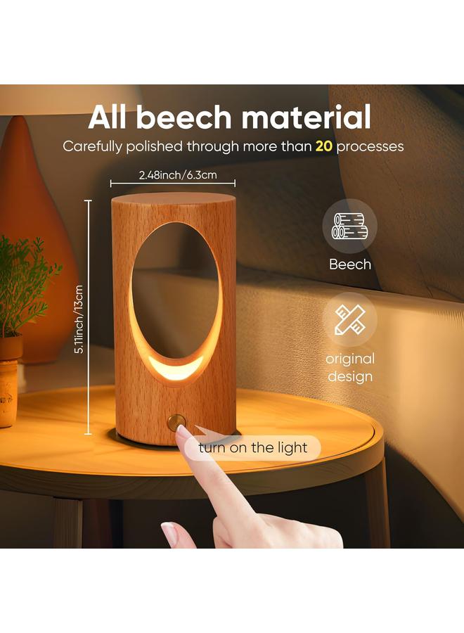 Y&D Rechargeable Night Light for Baby Nursery Wireless LED Bedside Lamp Wooden Table Lamp with Dimmable ，Touch Lights for Kids Breastfeeding Bedroom Creative Home Decor Unique House warmging Gift - Image 5