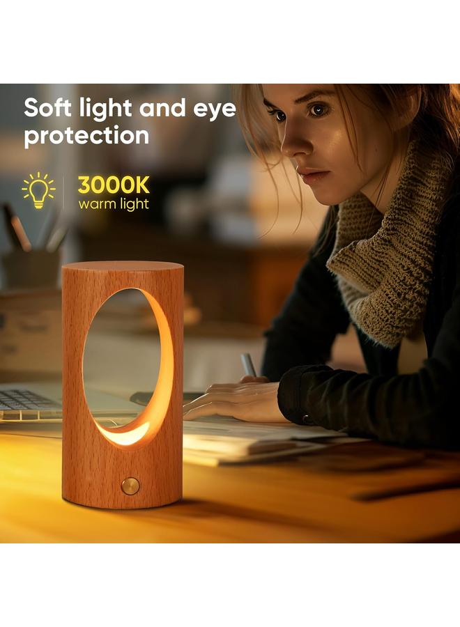 Y&D Rechargeable Night Light for Baby Nursery Wireless LED Bedside Lamp Wooden Table Lamp with Dimmable ，Touch Lights for Kids Breastfeeding Bedroom Creative Home Decor Unique House warmging Gift - Image 4