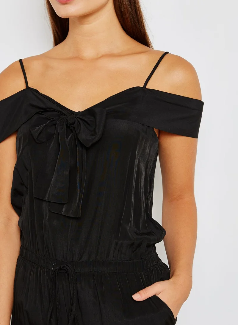 ELLA Cold Shoulder Tie Detail Jumpsuit