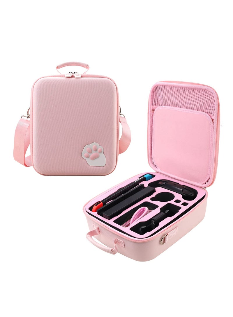 general Portable Hard Shell Case for Nintendo Switch, Pink Cute Cat Deluxe Storage Shoulder Bag for Nintendo Switch for Console Dock Pro for Controller Joy-Con grip for Pokeball Plus  Accessories - Image 1