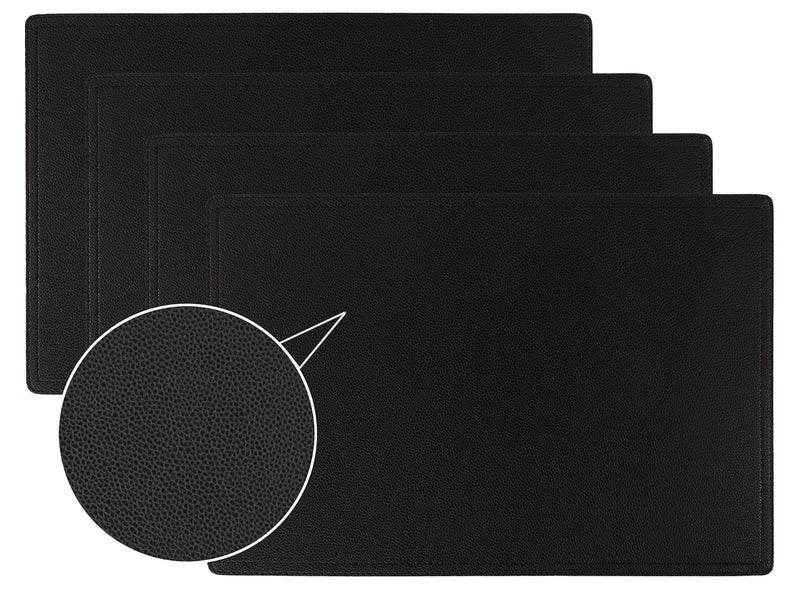 Faux Leather Placemats PU Table Mats Set of 4 Waterproof Stain Resistant Heat Resistant NonSlip Easy to Clean for Kitchen Dining TableConference Table C Black Rectangle