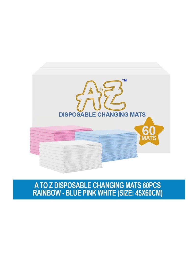 STAR BABiES A to Z  Disposable Changing Mats - 45 x 60cm - Large Pack of 60 - Blue/Pink/White-Rainbow - Image 2