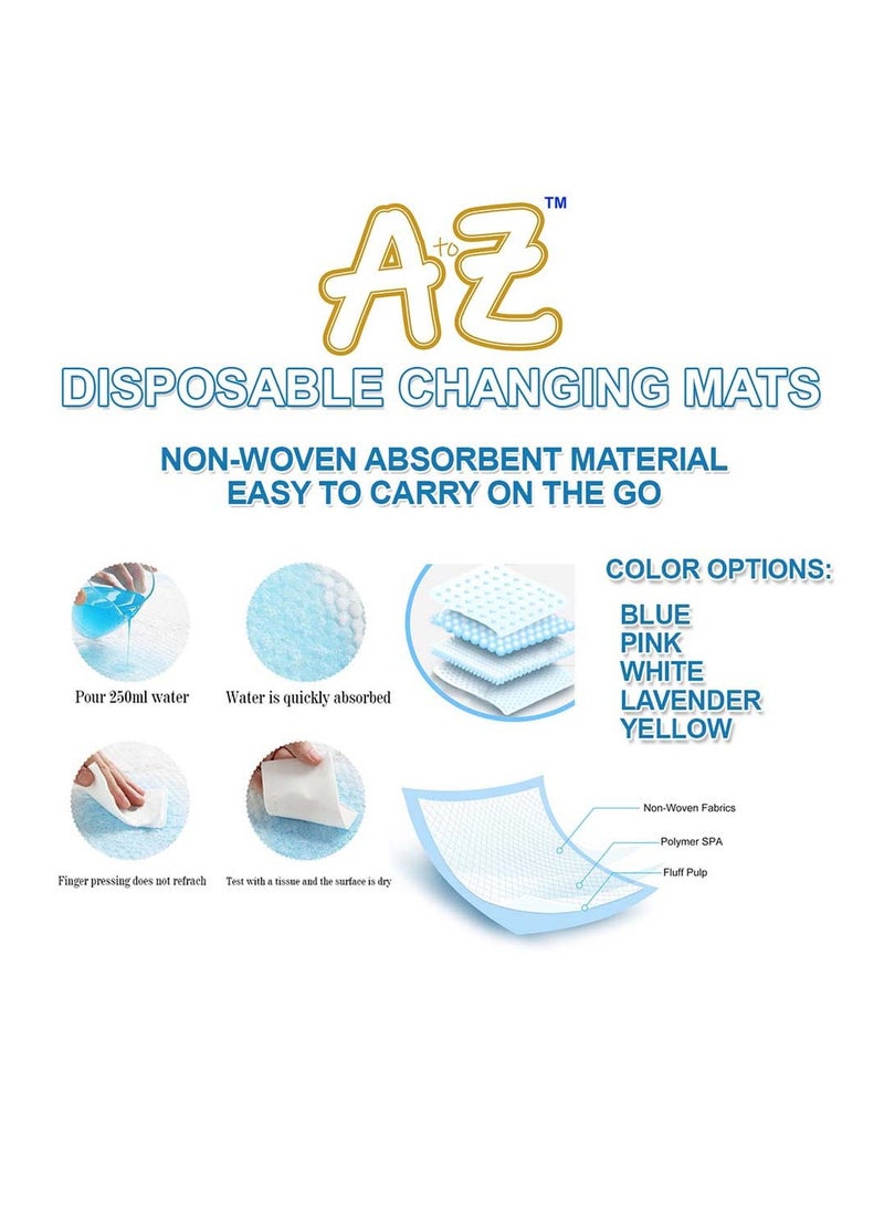 STAR BABiES A to Z  Disposable Changing Mats - 45 x 60cm - Large Pack of 60 - Blue/Pink/White-Rainbow - Image 3