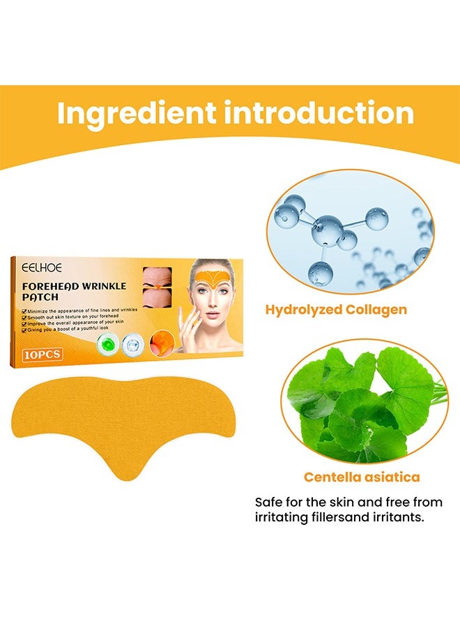 EELHOE - Forehead Wrinkle Patche, Minimize the Appearance Of Fine Lines And Wrinkles, Smooth Out Skin Texture On Forehead, Improve The Overall Appearance of Skin . Fades Smooth Wrinkles Lifts And Tightens Facial Skin Anti-Wrinkle Patch 10 Pieces - Image 1