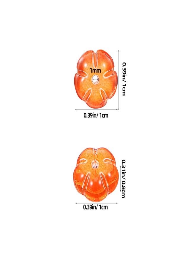 WOONEKY 100Pcs Pumpkin Spacer Beads Glass Loose Beads for Thanksgiving Earring Making Halloween DIY Crafts Decorative Jewelry Supplies for Bracelets and More - Image 2