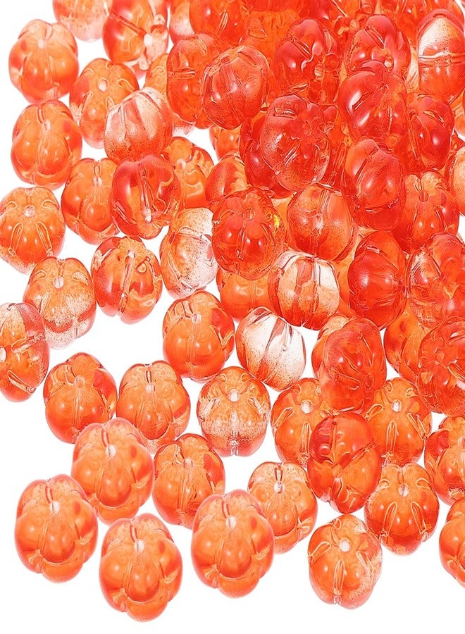 WOONEKY 100Pcs Pumpkin Spacer Beads Glass Loose Beads for Thanksgiving Earring Making Halloween DIY Crafts Decorative Jewelry Supplies for Bracelets and More - Image 1