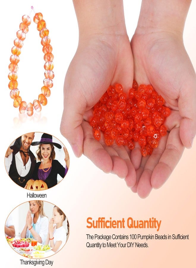 WOONEKY 100Pcs Pumpkin Spacer Beads Glass Loose Beads for Thanksgiving Earring Making Halloween DIY Crafts Decorative Jewelry Supplies for Bracelets and More - Image 3