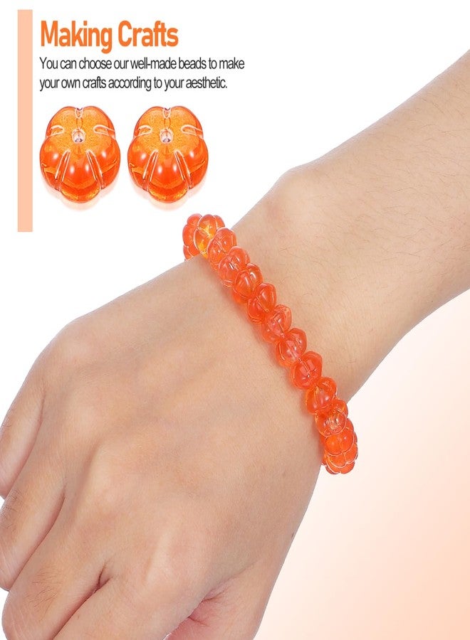WOONEKY 100Pcs Pumpkin Spacer Beads Glass Loose Beads for Thanksgiving Earring Making Halloween DIY Crafts Decorative Jewelry Supplies for Bracelets and More - Image 4