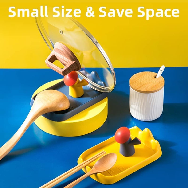 BEING CART® Spoon Rest with Pot Lid Holder for Kitchen Counter, Space Saving Small Lid Rest Detachable Cute Mushroom Ladle Rest Spatula Holder Coffee Spoon Rest Kitchen Utensil Holder (Blue) - Image 4