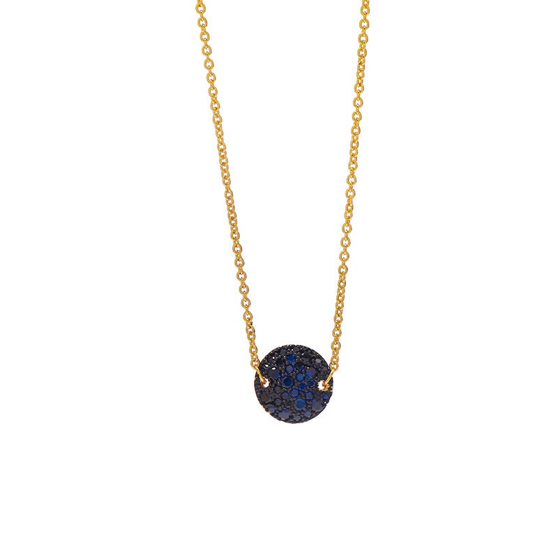 Yi Stylish Blue Gold Colorful Gemstone Necklace with Electroplated Mushroom Design - Image 1