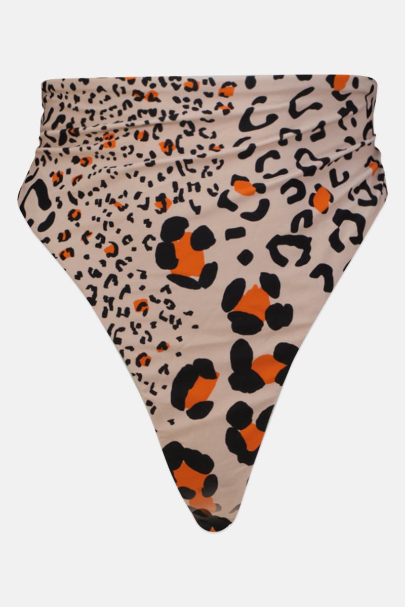 We Are We Wear Women Plus Size Animal Print Bikini Bottom, Tan  - Image 1