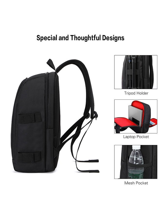 HUWANG Padded Camera Bag With Rain Cover And Laptop Case Black - Image 3