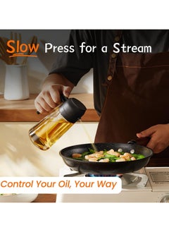 San Yi 16oz Olive Oil Dispenser Bottle for Kitchen - 2 in 1 Oil Dispenser and Oil Sprayer for Cooking, Air Fryer, Salad, BPA-Free 470ml Olive Oil Sprayer Black&Green  - Image 3