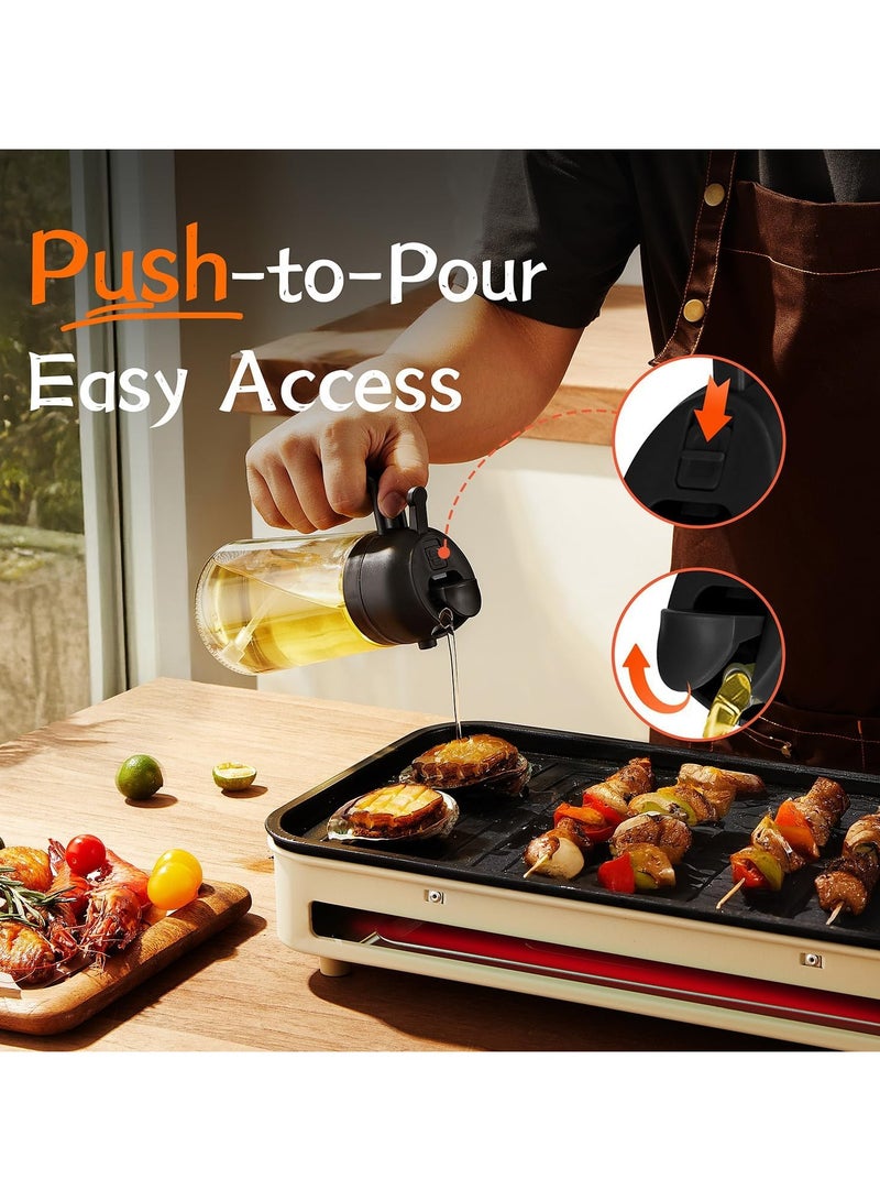 سان يي زجاجة موزع زيت زيتون 16 أونصة للمطبخ - موزع زيت 2 في 1 وبخاخ زيت للطبخ ، مقلاة هوائية ، سلطة ، بخاخ زيت زيتون 470 مل خال من مادة BPA أسود وأخضر - Image 5