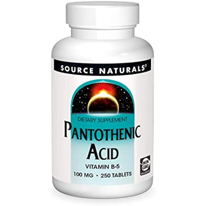 Source Naturals Pantothenic Acid 100 mg Vitamin B-5 Dietary Supplement - 250 Tablets - Image 1