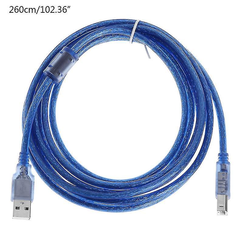 كابل USB بأطوال 0.3 متر و1 متر و1.5 متر و2.6 متر بلون أزرق حيوي - كابل طابعة متوافق عالمي لنقل بيانات عالي السرعة، تستخدمه في الماسحات الضوئية والأقراص الخارجية - Image 1