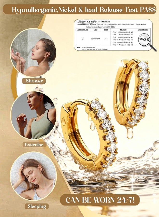 Jstyle 14K Gold Plated Earrings Women Hypoallergenic Cartilage Earrings Set for Multiple Piercing Trendy Huggie Hoop Earring Lightweight Earring Stacks Small Cute Pearl CZ Studs Hoops Gold Tone - Image 2