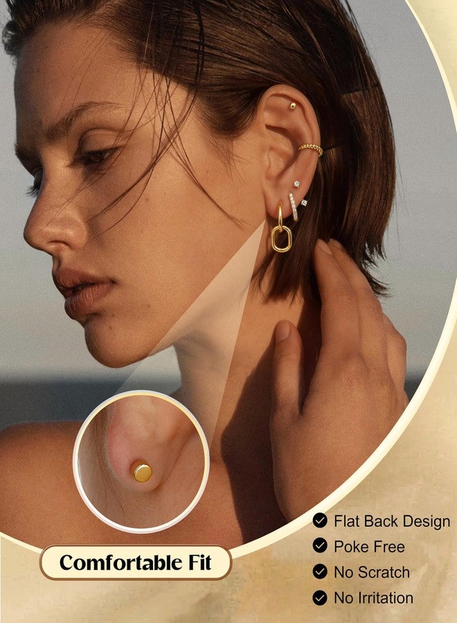 Jstyle 14K Gold Plated Earrings Women Hypoallergenic Cartilage Earrings Set for Multiple Piercing Trendy Huggie Hoop Earring Lightweight Earring Stacks Small Cute Pearl CZ Studs Hoops Gold Tone - Image 4