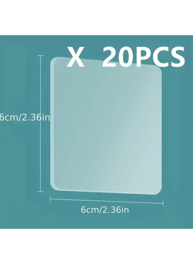 20 قطعة شريط لاصق نانو شفاف مزدوج الوجه 2.36 بوصة مربعة ملصق حائط مقاوم للماء - Image 1