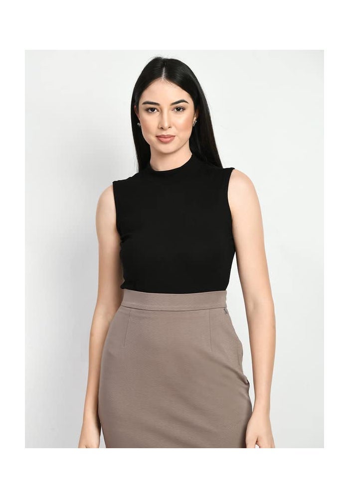 Exude Black Solid T-Shirt for Women - Image 4