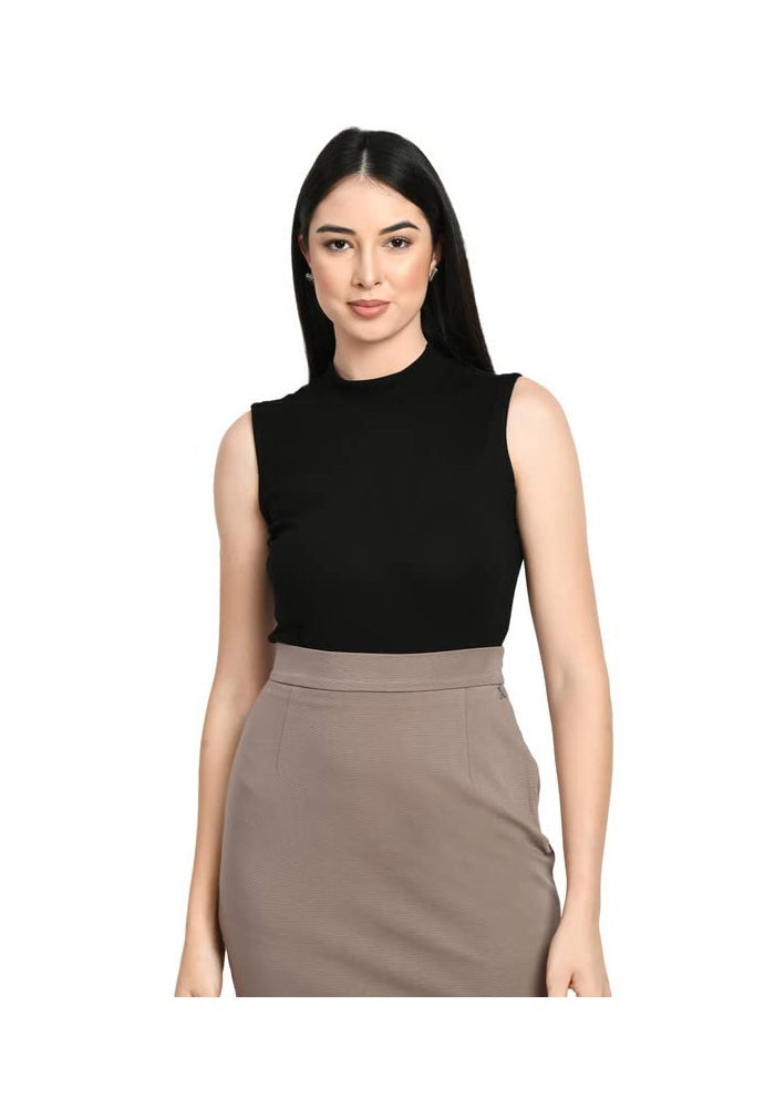 Exude Black Solid T-Shirt for Women - Image 1