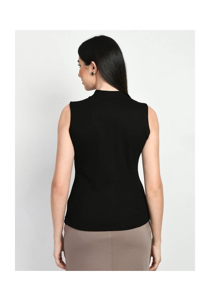 Exude Black Solid T-Shirt for Women - Image 2