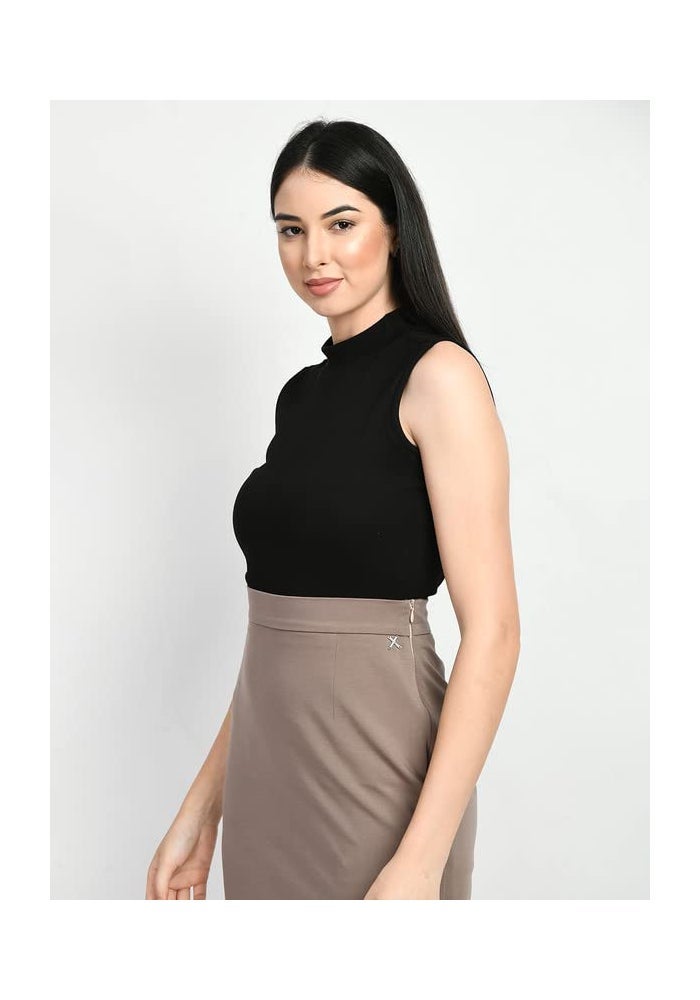 Exude Black Solid T-Shirt for Women - Image 5