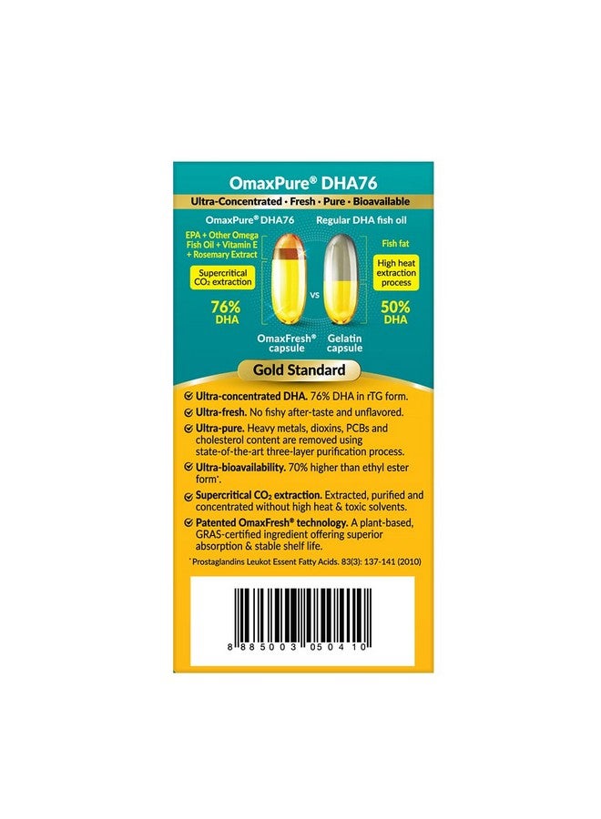 LABO Nutrition OmaxPure DHA76 Omega 3 Fish Oil, Ultra-Concentrated 76% 950mg DHA, EPA, 60 Count, Pharmaceutical Grade, Supercritical CO2 Extracted rTG Form, for Heart, Joint, Brain & Immune Health - Image 3