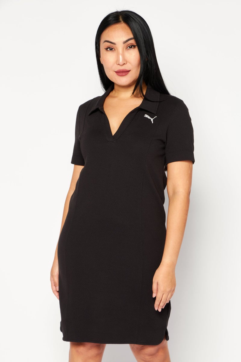 PUMA Women Sportswear Fit Embroidered Logo Outdoor Polo Dress, Black  - Image 1