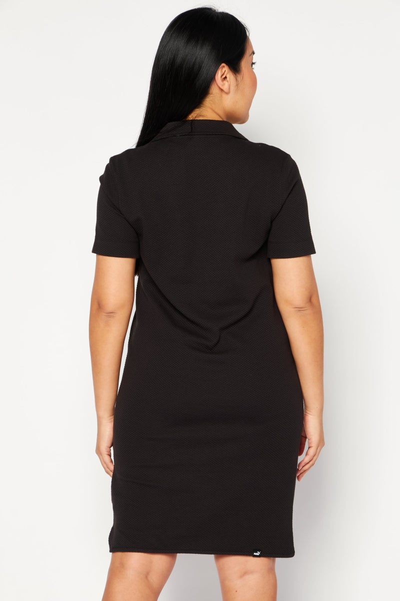 PUMA فستان بولو رياضي نسائي مزين بشعار مطرز، أسود - Image 4