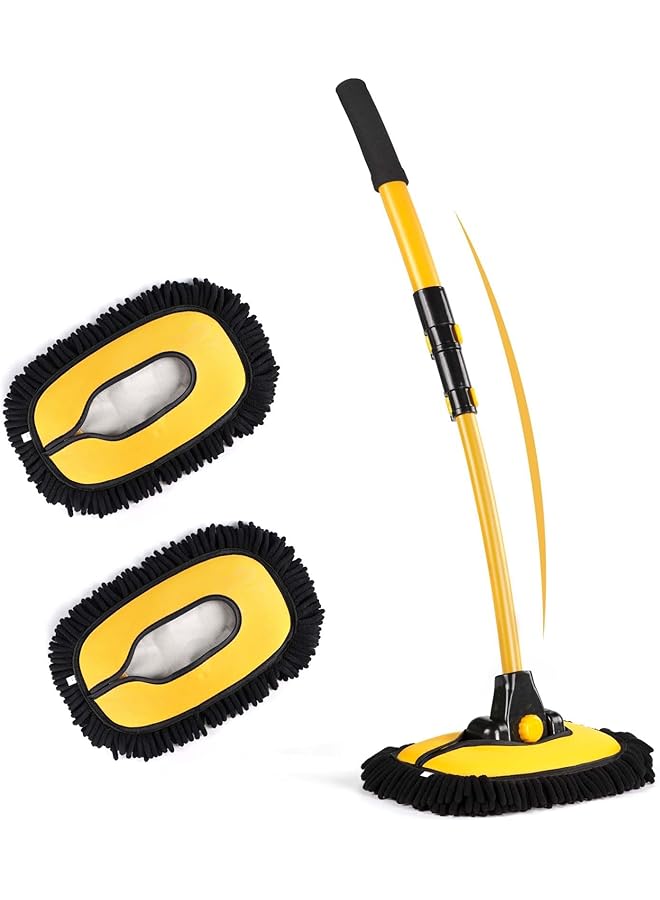 KASTWAVE Car Wash Brush Kit, Telescopic Car Cleaning Brush, Including A Spare Black Brush Head & A Wash Mop With Extendable Extra-Long Handles & Scratch-Free - Image 1