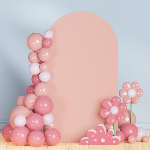 PATYDEST 72FT Wedding Arch Cover Dusty Rose Spandex Fitted Arch Backdrop Cover Balloon Arch Stand Cover for Parties Round Top Chiara Backdrop Covers Arch Wall Cover for Gender Reveal Prom Decoration - Image 1