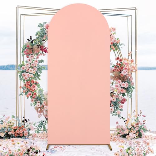 PATYDEST 72FT Wedding Arch Cover Dusty Rose Spandex Fitted Arch Backdrop Cover Balloon Arch Stand Cover for Parties Round Top Chiara Backdrop Covers Arch Wall Cover for Gender Reveal Prom Decoration - Image 3