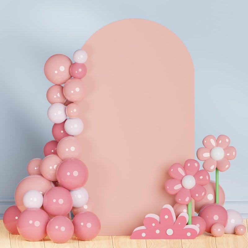 PATYDEST 72FT Wedding Arch Cover Dusty Rose Spandex Fitted Arch Backdrop Cover Balloon Arch Stand Cover for Parties Round Top Chiara Backdrop Covers Arch Wall Cover for Gender Reveal Prom Decoration - Image 2