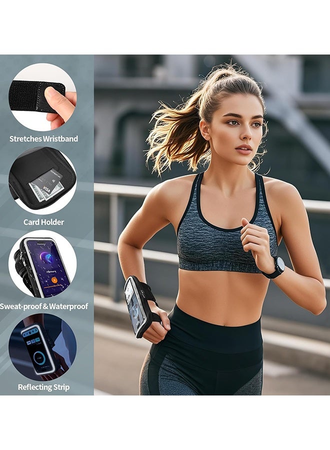 Generic Wristband Phone Holder for Running, Forearm Armbands, Running Armband with Card Slot for iPhone Pro Max Plus (16/15/14/13/12/11/X/XR), for Galaxy S24/S10, Cell Phone Holder Up to 7.0'' Phone  - Image 2