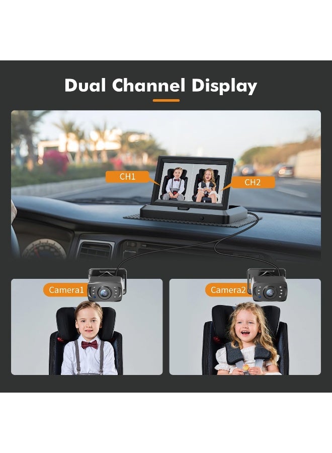 Itomoro Dual Car Camera Baby Monitor, 1080P Baby Car Camera with 2 IR Night Vision, Easily Install with Crystal Clear Wide View for Rear Facing Seat - Image 3