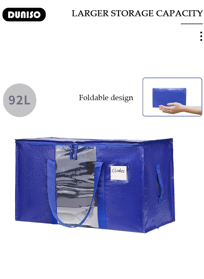 DUNISO 2-Pack Moving Boxes, Storage Bins for Clothes, Blankets, Comforters, Foldable with Clear Window, Large Bags with Sturdy Handles for College Move in, Totes for Storage and Camping  - Image 3