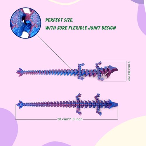 PETBSNVB 12 3D Printed Dragon Articulated Dragon Crystal Dragon Dragon Fidget Toy Home Office Decor Executive Desk Toy Purple - Image 5