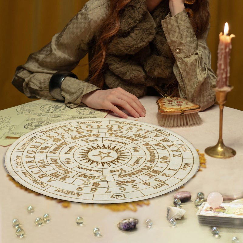 Star Pendulum Board Wooden Dowsing Divination Board Round Metaphysical Message Board Witchcraft Wiccan Altar Beginner Witchcraft Supply - Image 4