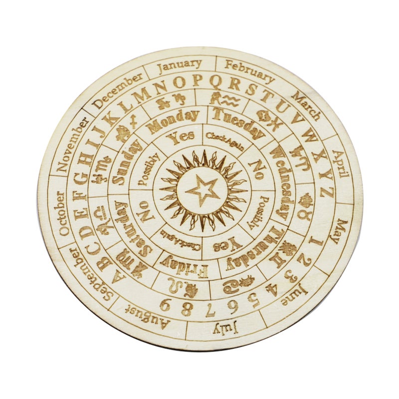 Star Pendulum Board Wooden Dowsing Divination Board Round Metaphysical Message Board Witchcraft Wiccan Altar Beginner Witchcraft Supply - Image 1