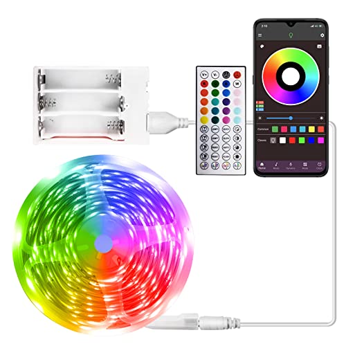 RUISHINE Battery Operated LED Strip Lights 328ft Battery Powered Led Strip Lights for Bedroom Color Changing APP Remote USB Led Lights for TV Room Kitchen Party - Image 1