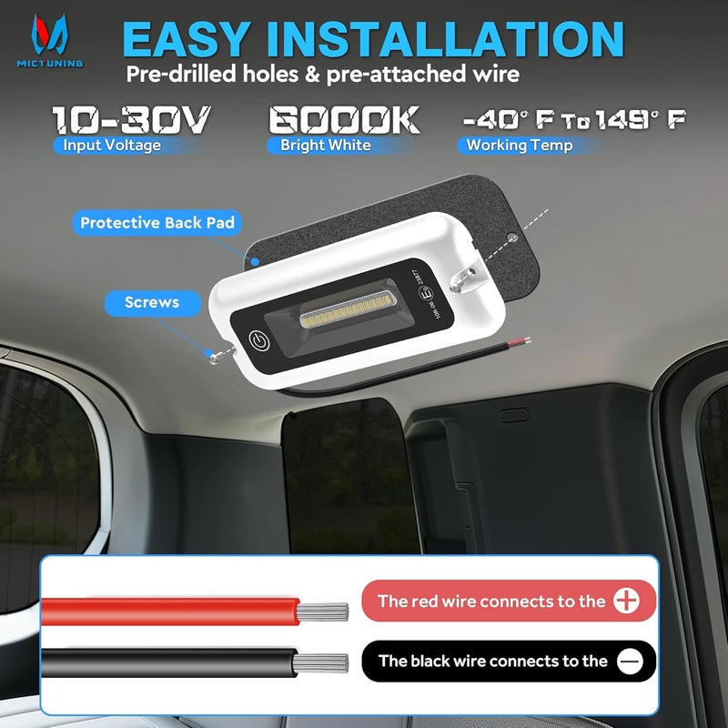 MICTUNING 6 Inch Interior RV Porch Light, Utility RV Awning White 6000K, Smart Touch Screen, Indoor IP68 Waterproof Aluminum for SUV Camper Trailer MPV Boat Home Cabinet Hallway - Image 5