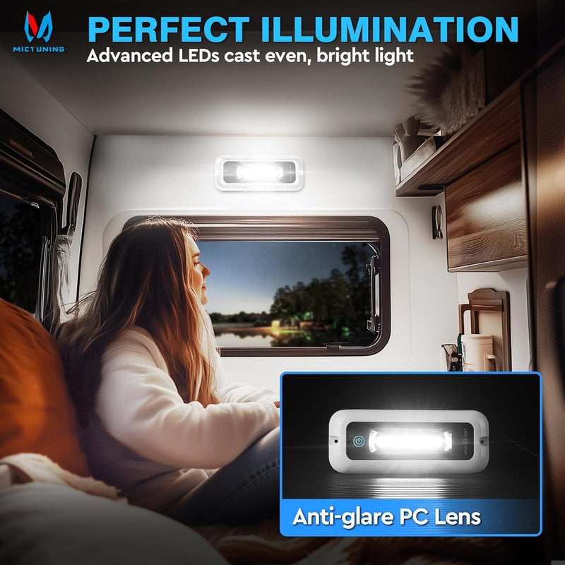 MICTUNING 6 Inch Interior RV Porch Light, Utility RV Awning White 6000K, Smart Touch Screen, Indoor IP68 Waterproof Aluminum for SUV Camper Trailer MPV Boat Home Cabinet Hallway - Image 2